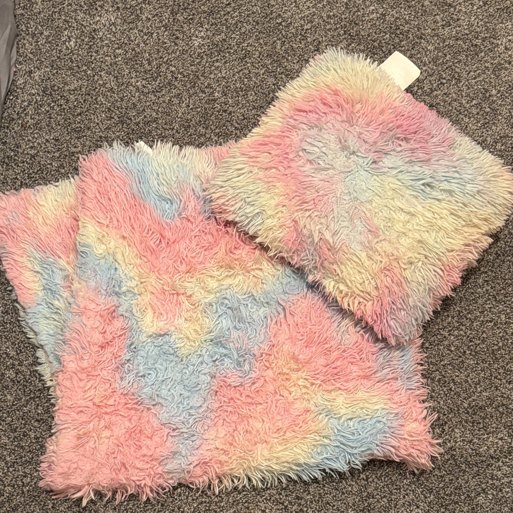 Colorful Kids' Fluffy Pillow Set